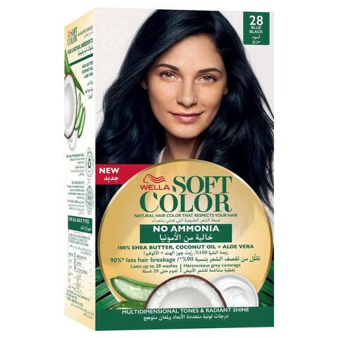 Wella Soft Colour Natural Hair Colour, 28 Blue Black, Pack of 2