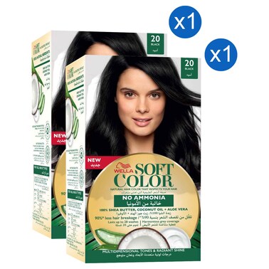 ويلا سوفت كولور صبغة شعر طبيعية، 20 أسود، حزمة من 2