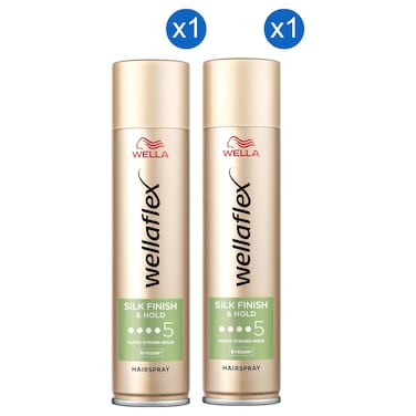 Wella Wellaflex Silk Finish and Hold Hairspray, 250ml Pack of 2