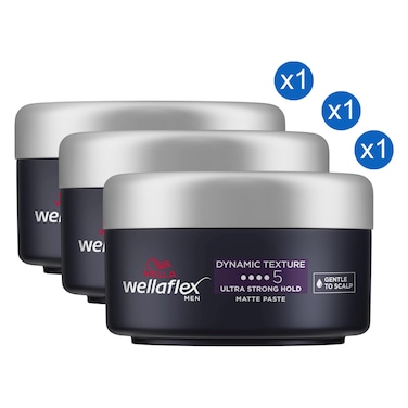 ويلافليكس ديناميك تيكستشر ألترا سترونج هولد معجون غير لامع للرجال، 75 ملل، حزمة من 3