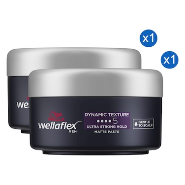 Wella Wellaflex Dynamic Texture Ultra Strong Hold Matte Paste for Men, 75ml Pack of 2