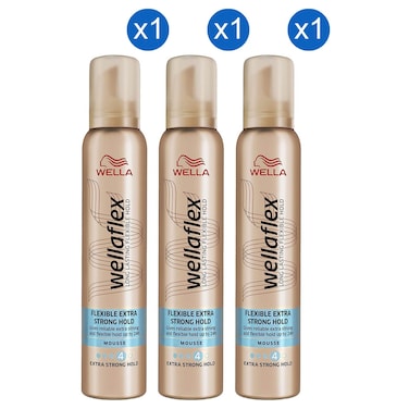 Wella Wellaflex Flexible Extra Strong Hold Mousse, 200ml Pack of 3