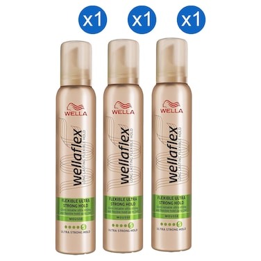 Wella Wellaflex Flexible Ultra Strong Hold Mousse, 200ml Pack of 3