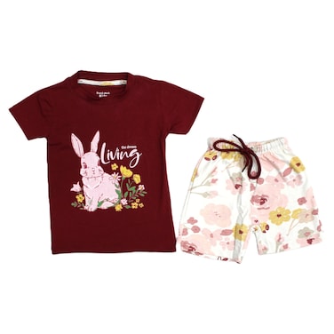 Sneak Peek Kids Girls Printed T-Shirt and Shorts Set, Assorted Colors, Size 4-5 Years