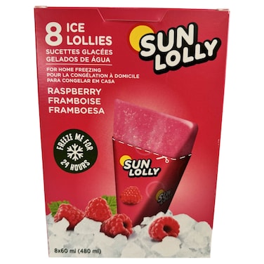 Sun Lolly Raspberry Ice Lollies, 60ml Pack of 8