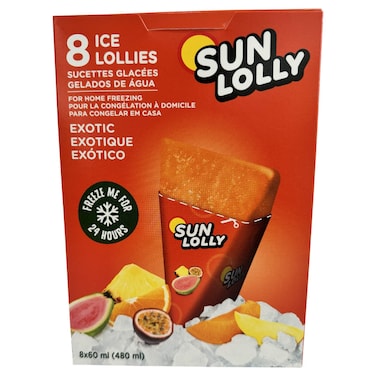 Sun Lolly Exotic Ice Lollies, 60ml Pack of 8