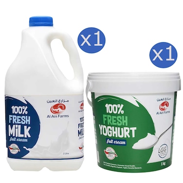 Al Ain Full Cream Fresh Milk 2L + Al Ain Full Cream Fresh Yoghurt 1kg
