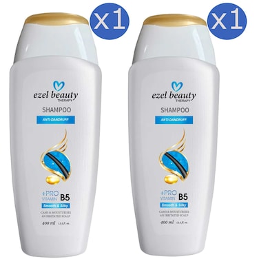 Ezel Beauty Therapy Smooth &amp; Silky Plus Pro Vitamin B5 Anti-Dandruff Shampoo 400ml Pack of 2