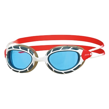 Zoggs Predator Adult Swimming Goggles, White, Red Tint, Blue