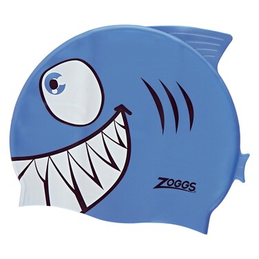 Zoggs Junior Silicone Swimming Cap, Blue Jaws