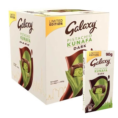 Galaxy Pistachio Kunafa Dark Chocolate, 90g, Pack of 12
