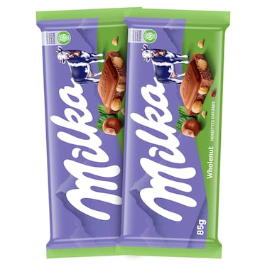 Milka Wholenut Chocolate Bar Special Offer, 85g Pack of 2