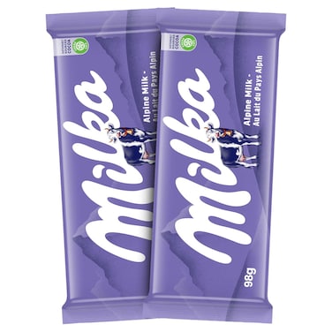 ميلكا ألباين  شوكولاته  بالحليب  عرض خاص على حزمة من 2 98 غرام