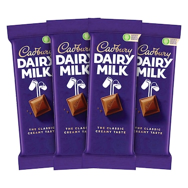 Cadbury Dairy Milk Plain Chocolate Bar Special Offer, 85g Pack of 4