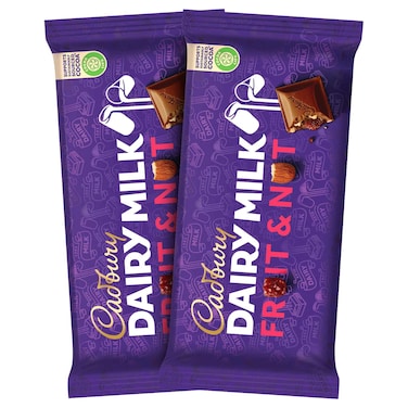 Cadbury Dairy Milk Fruit and Nut Chocolate Special Offer, 212g Pack of 2