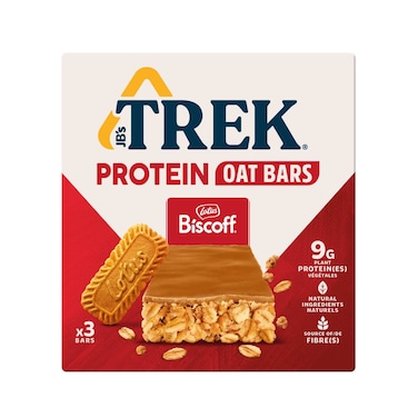 JB's TREK Protein Oat Bars, Biscoff, 50g Pack of 3
