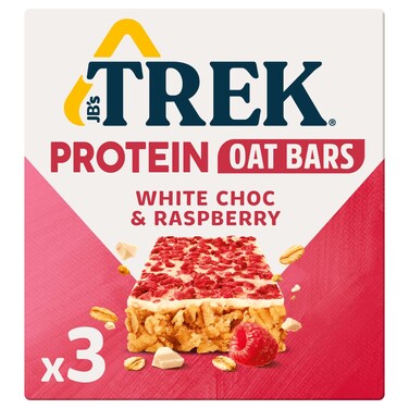 Trek Protein Oat Bar With White Choc and Raspberry, 50g Pack of 3