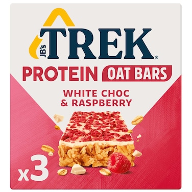 Trek Protein Oat Bar With White Choc and Raspberry, 50g Pack of 3