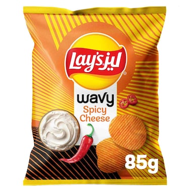 Lay&rsquo;s Wavy Potato Chips Spicy Cheese 85g