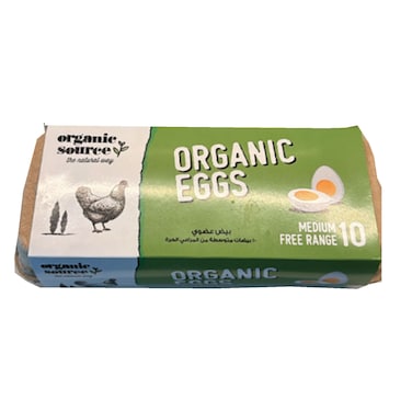 Organic Source Medium Free Range White Eggs, Pack of 10