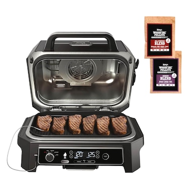 Ninja Pro XL Electric BBQ Grill and Smoker OG850ME, Black, Woodfire