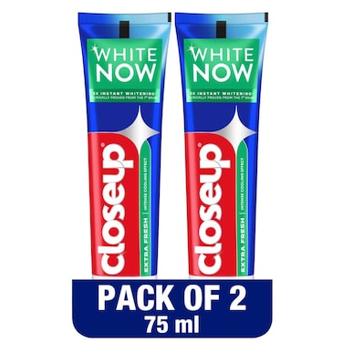 Closeup White Now  Toothpaste, Extra Fresh, 75ml Pack of 2