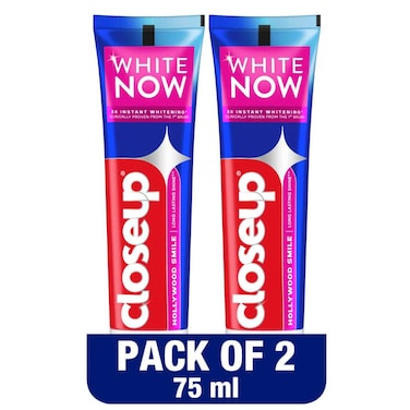 Closeup White Now  Toothpaste, Hollywood Smile, 75ml Pack of 2