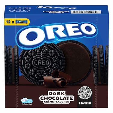 Oreo Dark Chocolate Creme Flavoured Sandwich Biscuits, 35.5g Pack of 12