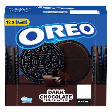 OREO Dark Chocolate Cookies Sandwich Biscuits, 35.5g Pack of 12