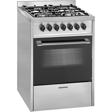 DAEWOO 4 Burner Multifunction Cooker 60X60CM, top gas bottom electric with a convection fan, Removable glass door, cast iron grid, Made in Portugal, DGE,S664HE