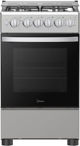 Midea 50x55cm Freestanding Cooker, Full Gas Cooking Range With 4 Burners, Stainless Steel, Automatic Ignition & Full Safety, Cast Iron Pan Support, Heat Resistant Knobs - MFO-MG20TESS-FFD