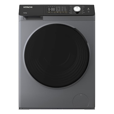 Hitachi 8KG Front Load Washing Machine, 1200 RPM, 10-Year Warranty on Inverter Motor, 16 Programs , Dark Grey, BD-802HVOS