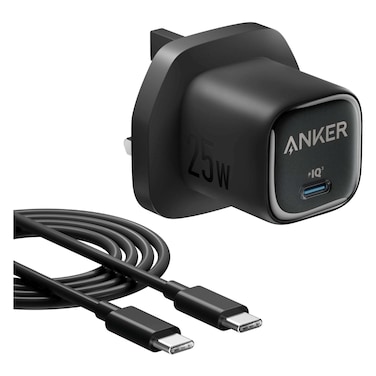 Anker USB-C Mini Wall Charger with USB-C to USB-C Charging Cable, Black, 25 W