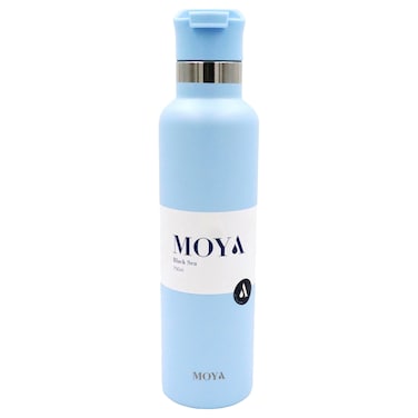 Moya Black Sea Flask with Powder Blue Lid, 700ml