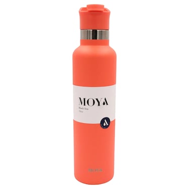 Moya Black Sea Flask with Coral Lid, 700ml