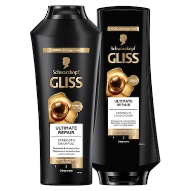 Gliss Ultimate Repair Strength Shampoo and Conditioner, 400ml+360ml