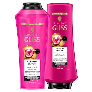 Gliss Supreme Length Protection Shampoo and Conditioner, 400ml+360ml