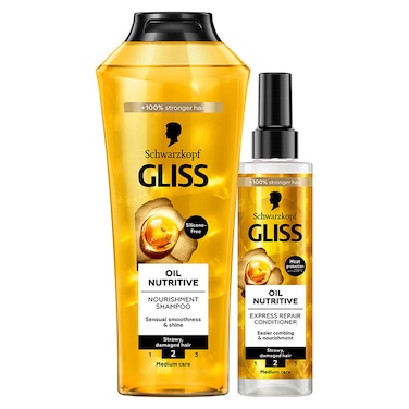 Gliss Oil Nutritive Nourishment Shampoo and Oil Nutritive Express Repair Conditioner, 400ml+200ml