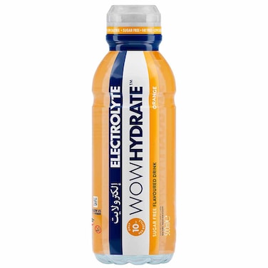 WOW Hydrate Orange Electrolyte Sugar Free Flavoured Drink, 500ml