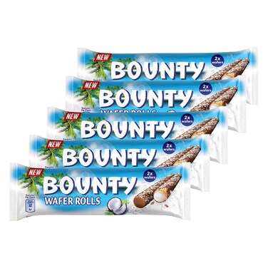 Bounty Coconut Cream Chocolate Coated Wafer Rolls, 23.4g Pack of 5