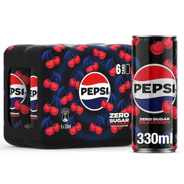 Pepsi Zero Wild Cherry 330ml Pack of 6