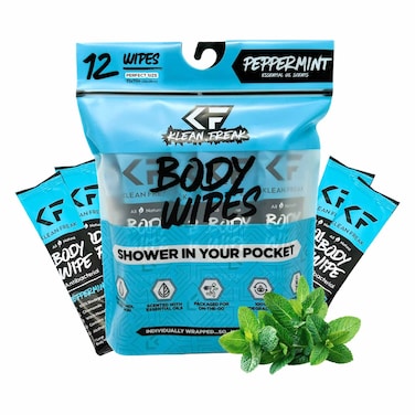Klean Freak Body Wipes, Peppermint, 11x11 inch