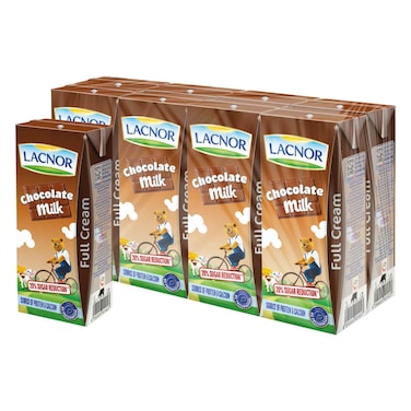 Lacnor Chocolate Flavoured UHT Milk, 180ml Pack of 8