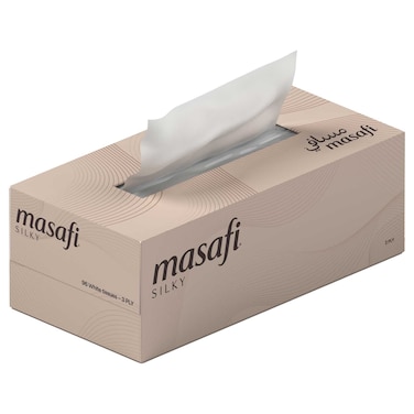 Masafi Silky Facial Tissues, White, 3 Ply, 96 Sheets