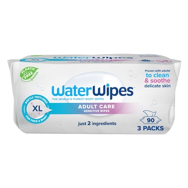 WaterWipes Adult Care Sensitive Body Wipes 30 Wipes, Pack of 3