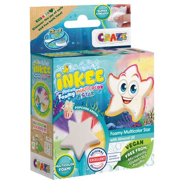 Craze Inkee Foamy Multicolour Star with Almond Oil Plus Surprise, Popcorn Aroma