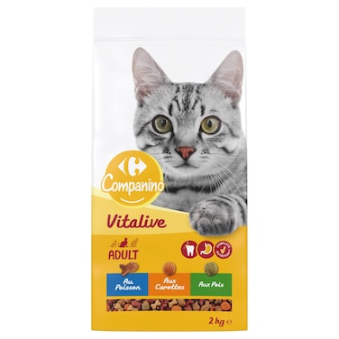 Carrefour Companino Vitalive Fish Carrot Pea Adult Cat Food, 2kg