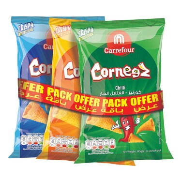 Carrefour Corneez Assorted Corn Snack, 90g Pack of 3