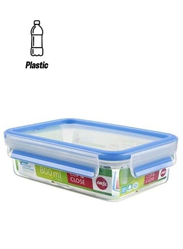 Clip And Close Rectangular Food Storage Container With Lid Clear 0.8Liters