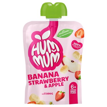 Hum Mum Apple, Strawberry and Banana Fruit Puree, 100g